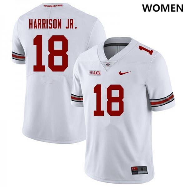 Ohio State Buckeyes #18 Marvin Harrison Jr. College Women University Jersey White OSU36991